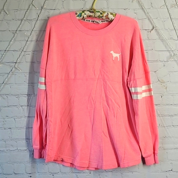2013 Victoria's Secret PINK Oversized Logo Spellout Long Sleeve Tee Womens Sz M - Picture 11 of 16